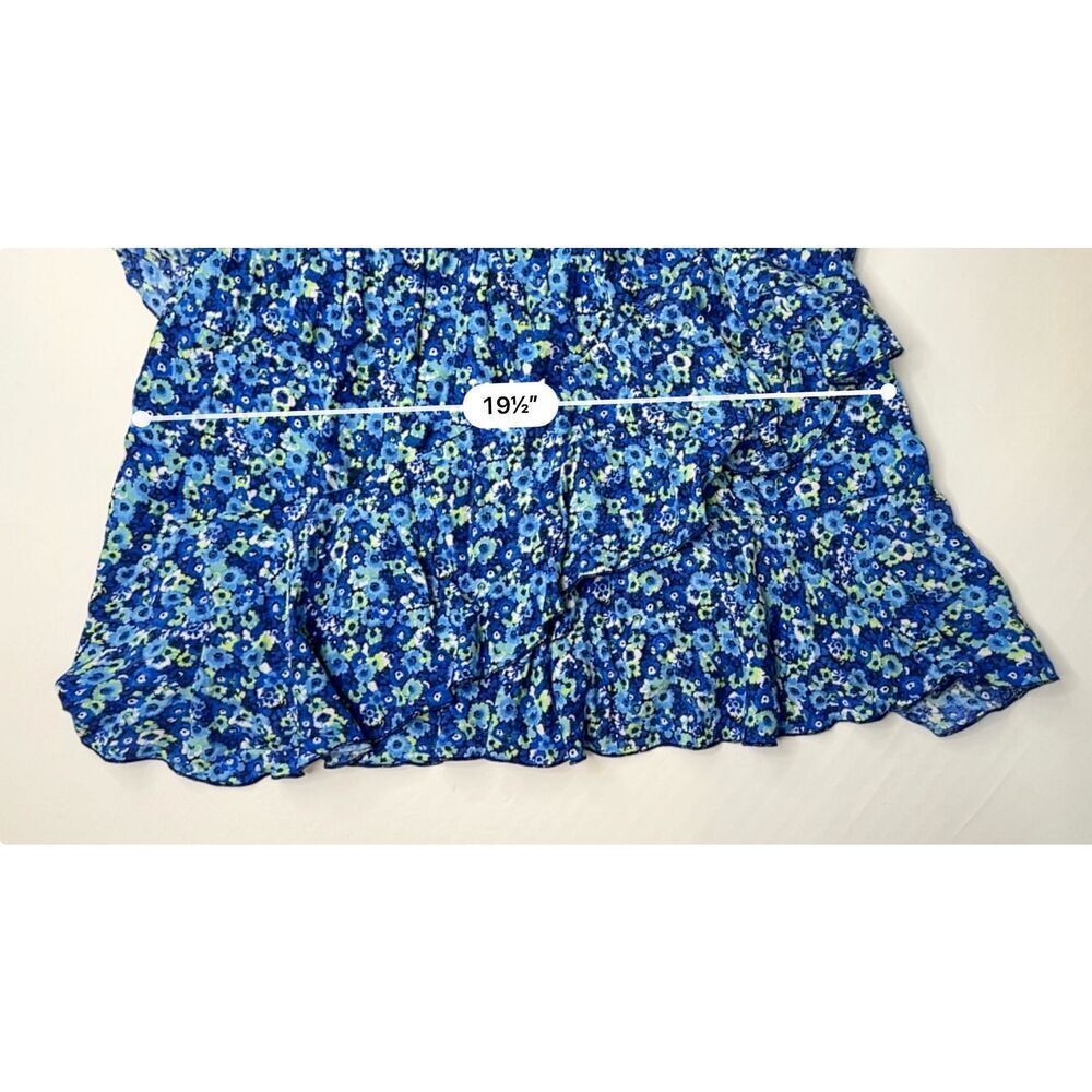 Zara Tiered Blue Floral Off the Shoulder Jumpsuit Romper MEDIUM Preppy Ruffles - Picture 9 of 13